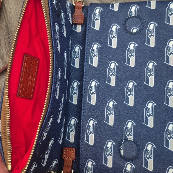 Dooney & Bourke Navy and Brown Crossbody Bag Seattle Seahawks - Picture 2 of 4
